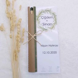 Tohum Kalemi Arkası Kağıtlı Nikah Hediyeliği Nişan Şekeri
