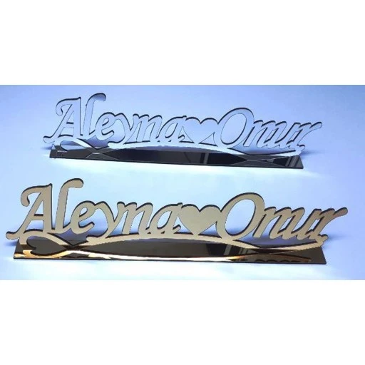 Dalgalı Kalp Masa Üstü İsimlik Söz Nişan Düğün