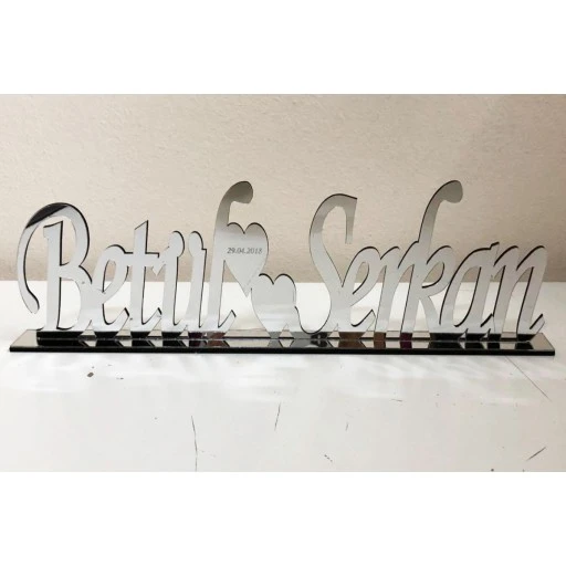 Düz Pleksi Masa Üstü İsimlik Söz Nişan Düğün