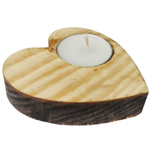 AĞAÇ KÜTÜK TEALİGHT MUMLUK KALP NATUREL PK:1