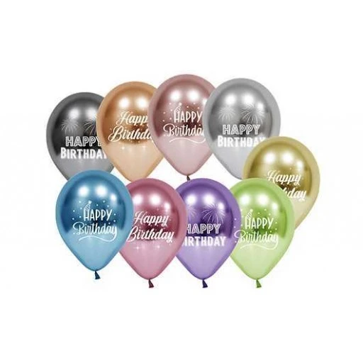 Balon Krom Parlak Happy Bırthday Karışık 50'li