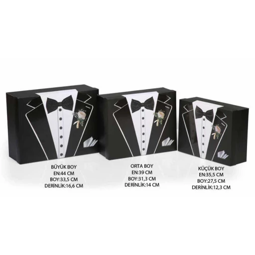 Damat Bohça Kutusu Çiçekli 3 Lü Set 3'li