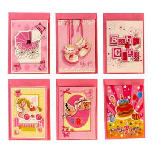 Davetiye 6 Karışık 7x9cm Pembe 120'li-