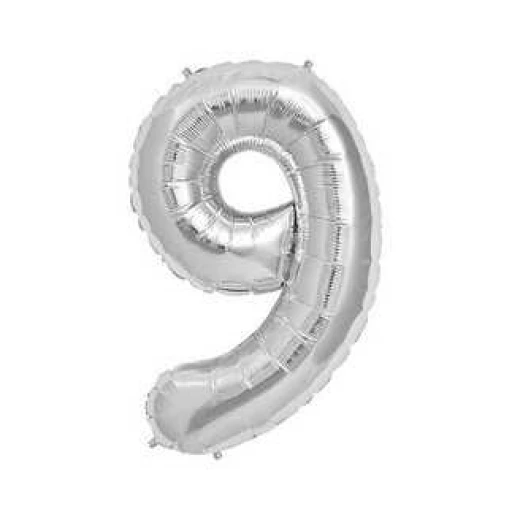 Folyo Balon Rakam 9 Gümüş 40 inç -