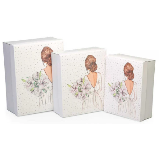 Gelin Bohça Kutusu Çiçekli 3 Lü Set 3'li