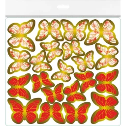 Kelebek Dekoratif Süs Varaklı Kırmızı Set:63 Adet