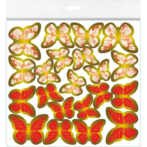 Kelebek Dekoratif Süs Varaklı Kırmızı Set:63 Adet