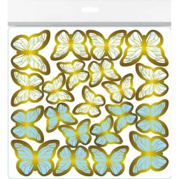 Kelebek Dekoratif Süs Varaklı Mavi Set:63 Adet