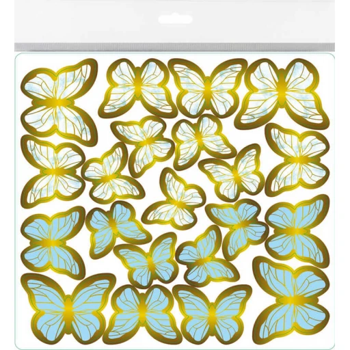 Kelebek Dekoratif Süs Varaklı Mavi Set:63 Adet