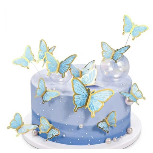 Kelebek Dekoratif Süs Varaklı Pembe Set:63 Adet