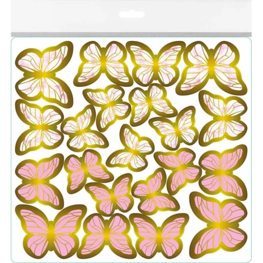 Kelebek Dekoratif Süs Varaklı Pembe Set:63 Adet