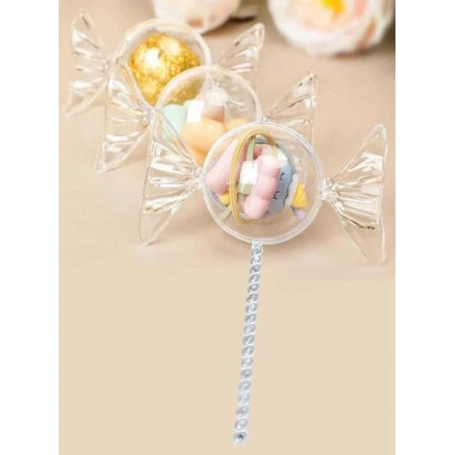 KUTU TOP ŞEKER ŞEKLİNDE ÇUBUKLU MİKA ŞEFFAF PK:1