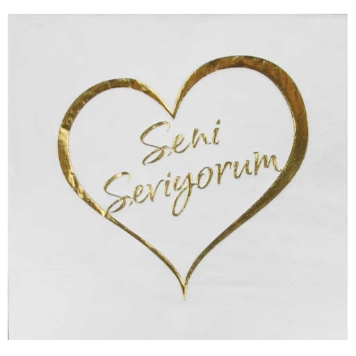 Peçete Varaklı Seni Seviyorum Altın 16'lı
