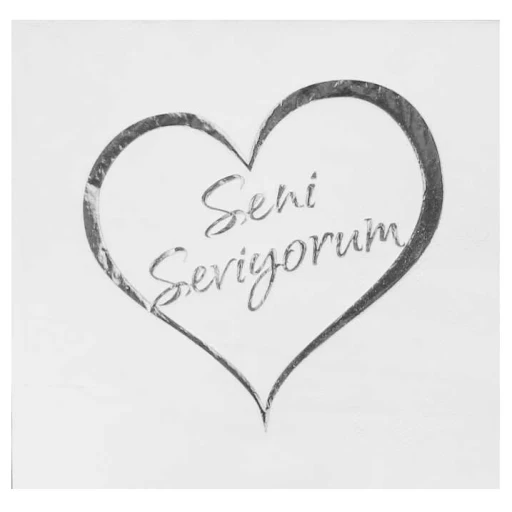 Peçete Varaklı Seni Seviyorum Gümüş 16'lı