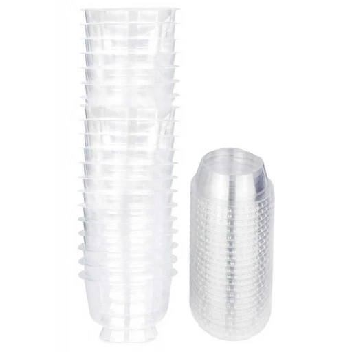 Kase Ayaklı Plastik 200cc Kapaklı Şeffaf 20'li