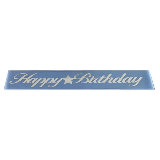 Kuşak Kurdela Happy Bırhday Mavi Gümüş .5 Mt