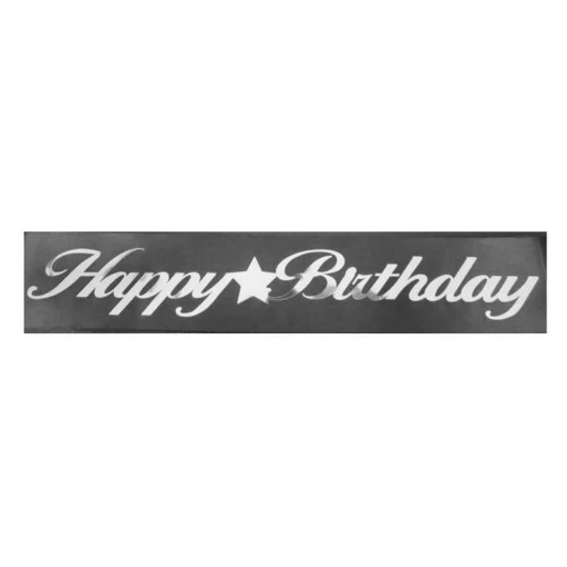 Kuşak Kurdela Happy Bırhday Siyah Gümüş .5 Mt