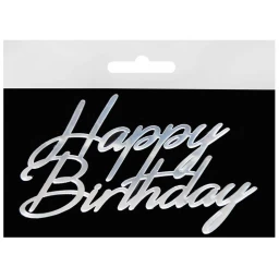 PASTA ÖNÜ SÜSÜ PLEKSİ HAPPY BIRTHDAY GÜMÜŞ PK:1