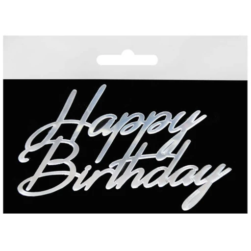PASTA ÖNÜ SÜSÜ PLEKSİ HAPPY BIRTHDAY GÜMÜŞ PK:1