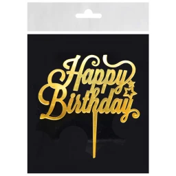 PASTA SÜSÜ PLEKSİ HAPPY BIRHDAY ALTIN PK:1