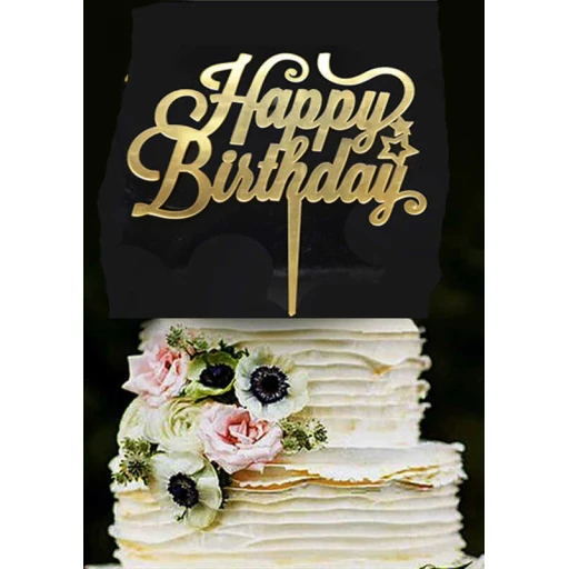 PASTA SÜSÜ PLEKSİ HAPPY BIRHDAY ALTIN PK:1