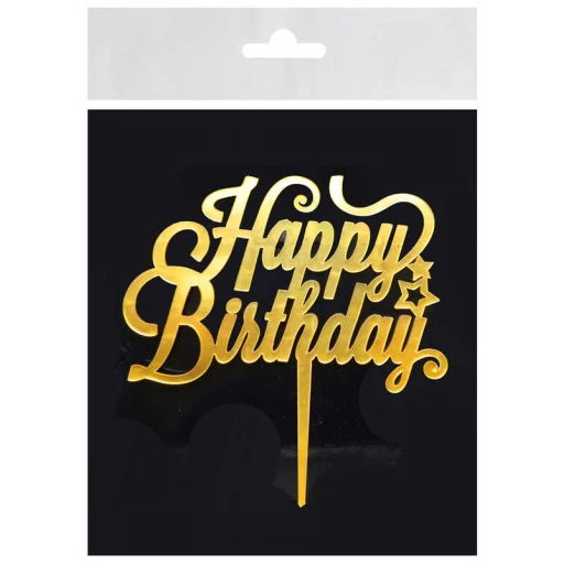 PASTA SÜSÜ PLEKSİ HAPPY BIRHDAY ALTIN PK:1