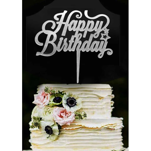 PASTA SÜSÜ PLEKSİ HAPPY BIRHDAY GÜMÜŞ PK:1