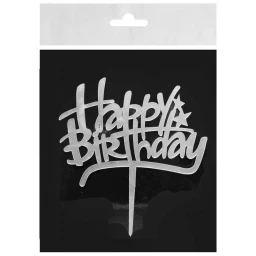 PASTA SÜSÜ PLEKSİ HAPPY BIRHDAY GÜMÜŞ PK:1 Yeni
