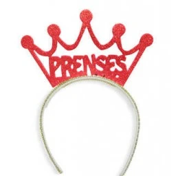 Taç Evadan Simli Taşlı Prenses Taçlı Kırmızı