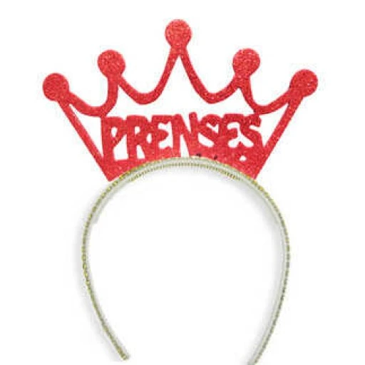 Taç Evadan Simli Taşlı Prenses Taçlı Kırmızı