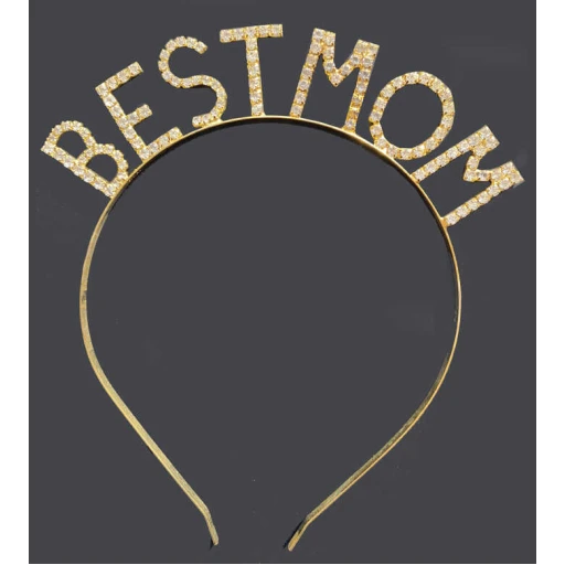 Taç Metal Taşlı Best Mom Altın