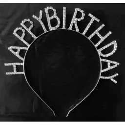 Taç Metal Taşlı Happy Bırhday Gümüş