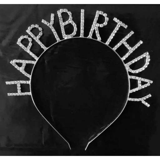 Taç Metal Taşlı Happy Bırhday Gümüş