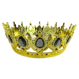 Taç Plastik Altın Pasta Süsü Taşlı Gümüş