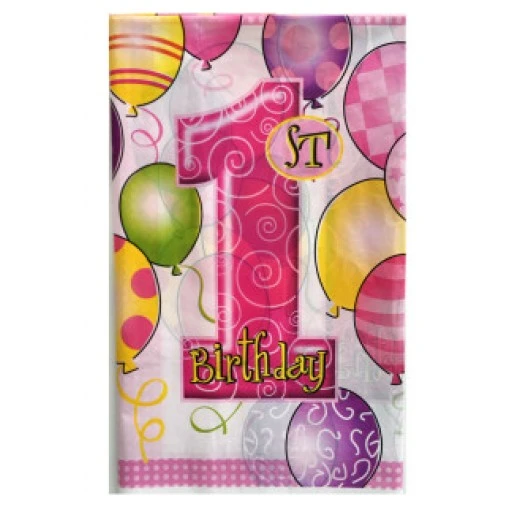 Masa Örtüsü 1 Yaş Happy Bırthday 108x180cm Pembe