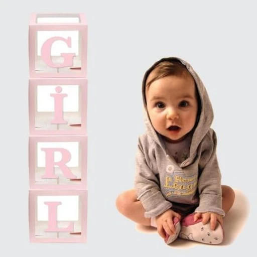 Gırl Yazılı Demonte 25 cm Şeffaf Kutu Set Pembe