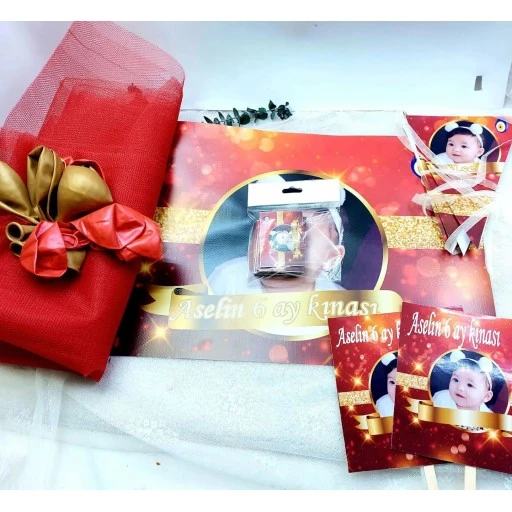 6 Ay Kınası Fotoğraflı Süsleme Ve Magnet Seti Hdts205 Parti Malemesi