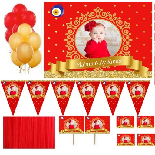 6 Ay Kınası Fotoğraflı Süsleme Ve Magnet Seti Hdts205 Parti Malemesi