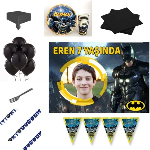 8 Kişilik Afişli Hediyeli Batman Doğum Günü Parti Seti