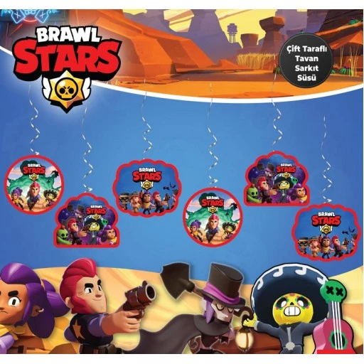 Brawl Stars Çift Taraflı Tavan Sarkıt Süs 6'lı