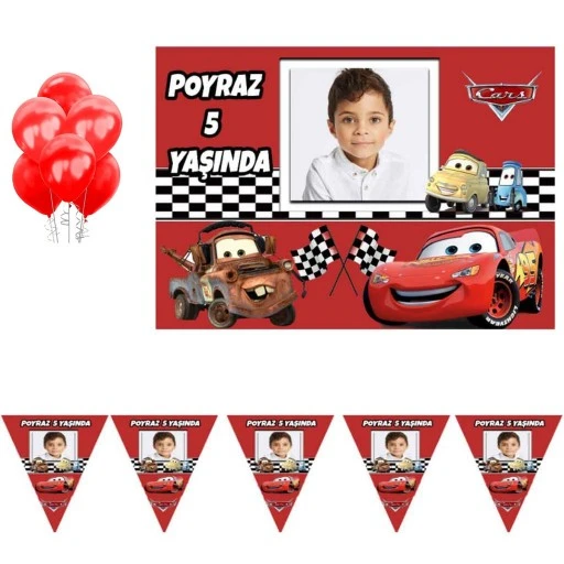 Şimşek Mcqueen Arabalar Resimli Cars Doğum Günü Süsleme Seti