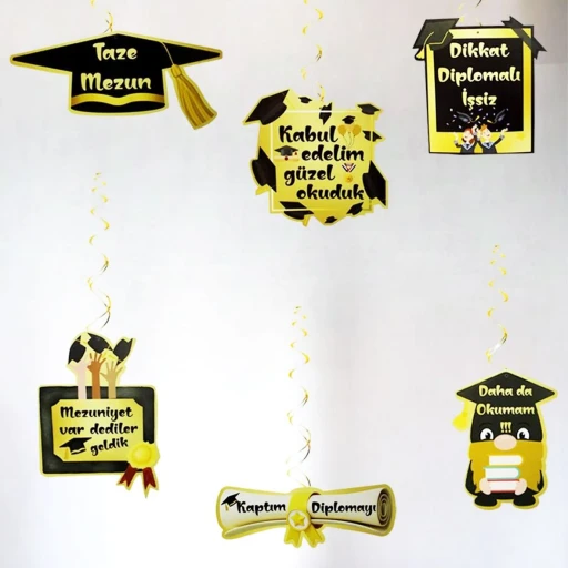 Mezuniyet Süs 6 Lı Asma Mezuniyet Süslemeleri