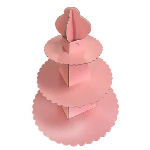 Cup Cake Standı Piramit Modeli Düz Renk Pembe
