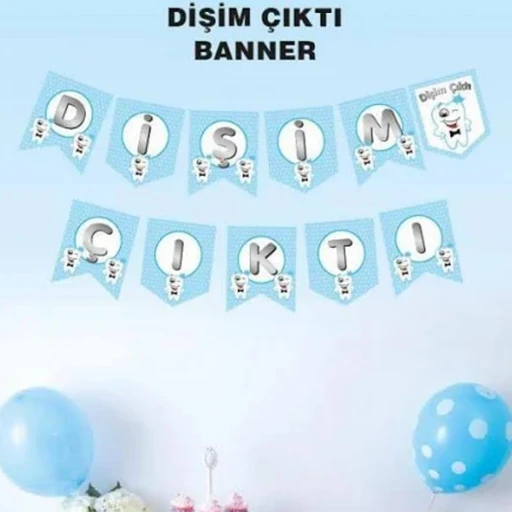 Dişim Çıktı Flama Bayrak Set Erkek Bebek Diş Partisi 