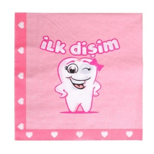 İlk Dişim Peçete Pembe Kağıt Peçete 33x33cm 20'li