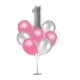 1 Yaş 7'li Balon Standı Ve 10 Adet Metalik Balon Pembe
