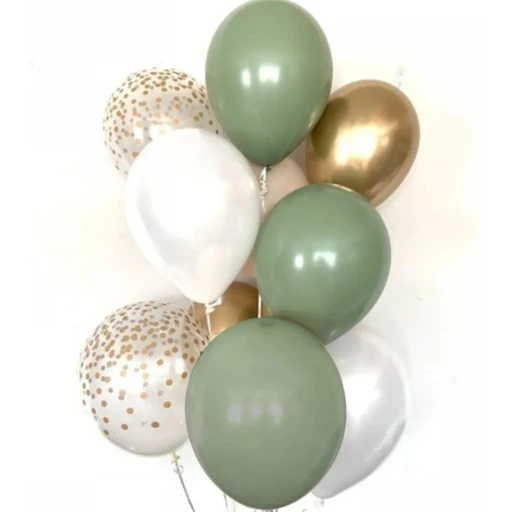 10 Adet Küf Yeşilli Balon Demeti Balon Seti