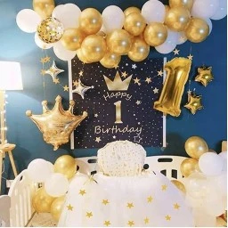 Kral Taçlı Yaş Balon Happy Birthday Doğum Günü Süsleme Seti Seti