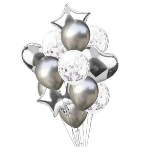 Gümüş Balon Seti Doğum Günü Süsleri