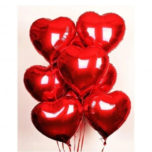 10 Adet Kalp Folyo Balon 45 cm